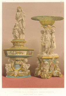 Фигурки из мягкого фарфора pâte tendre ("французского фарфора") для украшения стола от лондонской мануфактуры Goode & Co. Каталог Всемирной выставки в Лондоне 1862 года, т.2, л.177