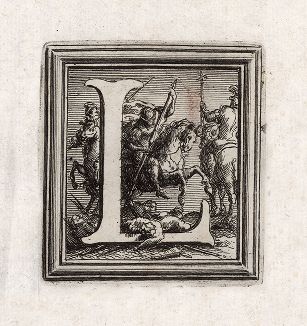Буквица "L" из "Delle magnificenze di Roma antica e moderna ..." Джузеппе Вази, Рим, 1756