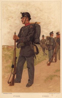 Фузилёр швейцарских пехотных частей (из альбома хромолитографий L' Armée Suisse... Цюрих. 1894 год)