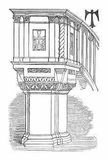 Фрагмент церкви Сент--Маттайас в лондонском районе Бетнал--Грин, построенная в 1848 году по проекту британских архитекторов Томаса Генри Уайетта (1807 -- 1880) и Дэвида Брэндона (1813 -- 1897) (The Illustrated London News №304 от 26/02/1848 г.)