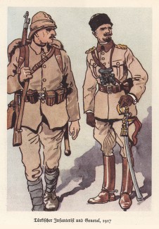 Турецкий пехотинец и генерал в 1917 году (из популярной в нацистской Германии работы Мартина Лезиуса Das Ehrenkleid des Soldaten... Берлин. 1936 год)