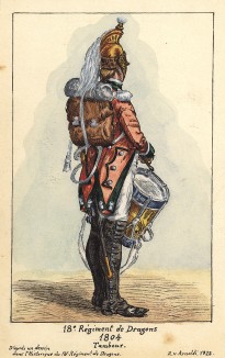 1804 г. Барабанщик 18-го драгунского полка французской армии. Коллекция Роберта фон Арнольди. Германия, 1911-28