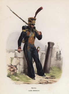 Солдат гвардейского батальона морской пехоты (из популярной работы Histoire de l'empereur Napoléon (фр.), изданной в Париже в 1840 году с иллюстрациями Ораса Верне и Ипполита Белланжа)