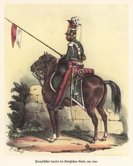 Улан французской королевской гвардии в 1817 году (из популярной в нацистской Германии работы Мартина Лезиуса Das Ehrenkleid des Soldaten... Берлин. 1936 год)