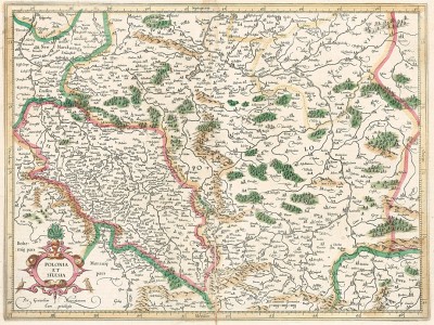 Карта Польши и Силезии. Polonia et Silesia. Составил Герхард Меркатор. Амстердам, 1585 