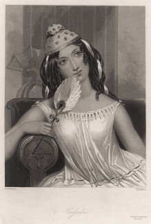 Крессида, героиня пьесы Уильяма Шекспира "Троил и Крессида". The Heroines of Shakspeare. Лондон, 1850-е гг.