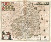 Карта графства Нортемберленд, северо-восточной, соседней с Шотландией части Англии. Comitatus Northumbria vernacule Northumberland. Составил Ян Янсониус. Амстердам, 1640