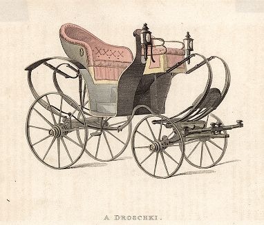 Дрожки - лёгкий четырёхколесный экипаж русского образца, приобретший недолгую популярность в Англии 1-й половины XIX в. 