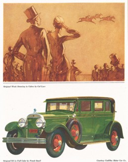 Реклама автомобилей компании Cadillac Motor Car Co. от знаменитых иллюстраторов Кела Луче и   Фрэнка Куила. 