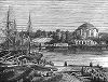 Старинное здание адмиралтейства в Стокгольме -- столице Королевства Швеция, расположенной на восточном побережье озера Меларен, соединённого каналами и протоками с Балтийским морем (The Illustrated London News №99 от 23/03/1844 г.)