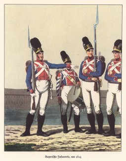 Баварская пехота в 1814 году (из популярной в нацистской Германии работы Мартина Лезиуса Das Ehrenkleid des Soldaten... Берлин. 1936 год)