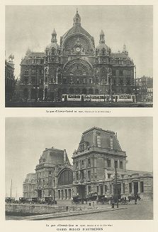 Бельгийские вокзалы: Антверпен-Центральный и вокзал в Остенде в 1910 году. Les chemins de fer, Париж, 1935