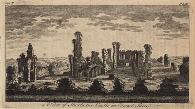 Руины замка Шерборн в графстве Дорсетшир (Англия) (из A New Display Of The Beauties Of England... Лондон. 1776 г. Том 2. Лист 332)