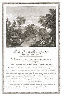 Пейзаж с крепостью кисти Доменикино. Лист из знаменитого издания Galérie du Palais Royal..., Париж, 1786