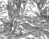 Самсон, разрывающий пасть льву. Гравюра Эрхарда Альтдорфера из Niederdeutche Bibel / nach Luther. Издание Людвига Дитца. Любек, 1533. Репринт 1930 г.