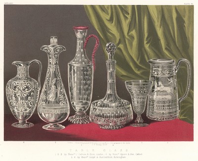 Орнаментальная посуда из оптического стекла от мануфактуры Defries and Sons. Каталог Всемирной выставки в Лондоне 1862 года, т.2, л.151