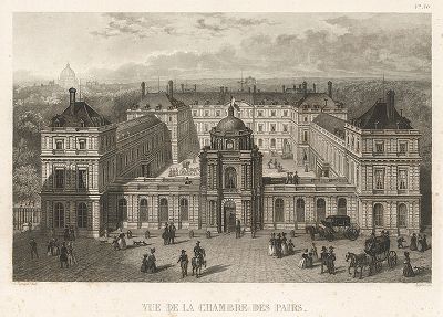 Вид на парижское здание Палаты пэров. 