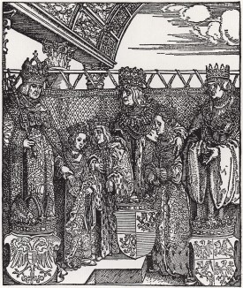 Конгресс и двойное обручение в Вене (деталь дюреровской Триумфальной арки императора Максимилиана I)