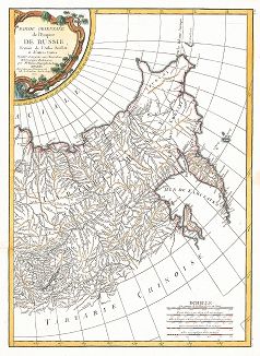 Восточная часть Российской империи. Partie Orientale de l'Empire de Russie. Карта одного из лучших французских картографов XVIII века Ригобера Бонне. 