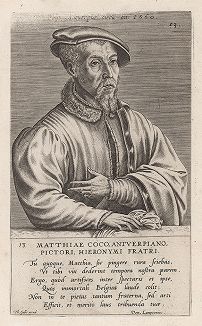 Маттейс Кок (ок. 1505 -- 1548 гг. ) -- фламандский художник-пейзажист и рисовальщик. Гравюра Яна Вирикса. 