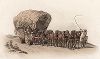 Фургон (кибитка). Тяжело гружённая повозка на специальных колесах, запряжённая восемью лошадьми. Лист из издания "The Costume of Great Britain", Лондон, 1805-1808.