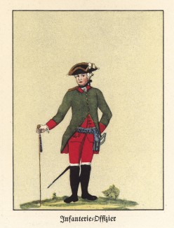 Русский пехотный офицер в 1765 году (из популярной в нацистской Германии работы Мартина Лезиуса Das Ehrenkleid des Soldaten... Берлин. 1936 год)