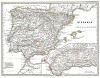 Древняя Испания, Бетика и Мавритания. Карта из "Atlas Antiquus" (Древний атлас) Карла Шпрюнера и Теодора Менке, Гота, 1865 год