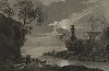 Пейзаж с храмом Минервы. Редкая гравюра работы Жан-Франсуа Тома де Томона. 