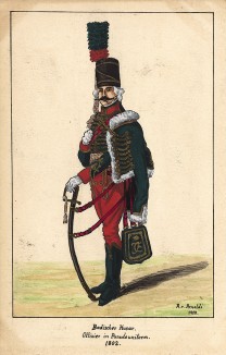 1802 г. Гусар Великого герцогства Баден в парадной форме. Коллекция Роберта фон Арнольди. Германия, 1911-29