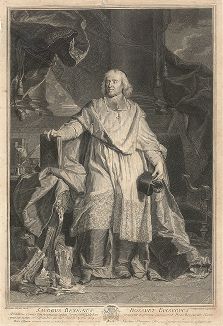 Портрет выдающегося проповедника епископа Жак-Бенина Боссюэ работы гравера-виртуоза Пьера-Эмбера Древе по оригиналу Иасента Риго, 1723 год. 