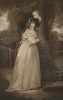 Портрет юной леди в полный рост. Гравюра Франческо Бартолоцци по оригиналу Джорджа Морланда. Пробный оттиск до надписей и подписи гравера.