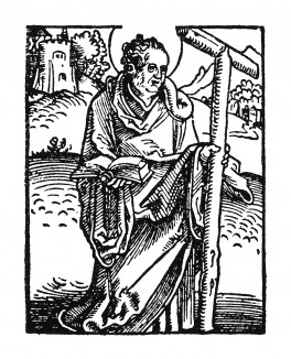 Святой апостол Филипп. Ганс Бальдунг Грин. Иллюстрация к Hortulus Animae. Издал Martin Flach. Страсбург, 1512