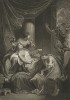 Иллюстрация к пьесе Шекспира "Антоний и Клеопатра", акт V, сцена II: Клеопатра умирает от укуса гадюки. Graphic Illustrations of the Dramatic works of Shakspeare, Лондон, 1803.