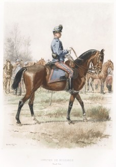 Офицер французских гусар в парадной форме образца 1886 года (из Types et uniformes. L'armée françáise par Éduard Detaille. Париж. 1889 год)