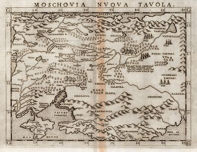 Новая карта Московии. Moschovia Nuova Tavola. Издал Джироламо Рушелли в 1561 году. 