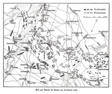 План сражения при Вахау 16 октября 1813 г. Die Deutschen Befreiungskriege 1806-1815. Берлин, 1901