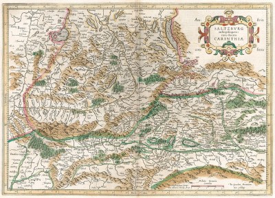 Карта архиепископства Зальцбургского и герцогства Каринтия. Saltzburg archiepiscopatus cum ducatu Carinthia. Составил Герхард Меркатор. Издал Хенрикус Хондиус. Амстердам, 1600
