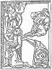 Заглавная буква "К" алфавита, напечатанного с гравюры на дереве XV века, сделанной в испанском городе Сантандер -- коллекция британского ценителя искусства Уильяма Янга Отли (1771 -- 1836 гг.) (The Illustrated London News №103 от 20/04/1844 г.)