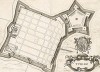 План цитадели города Турин. Turino. Из Theatrum Europeaum. Франкфурт-на-Майне, 1667
