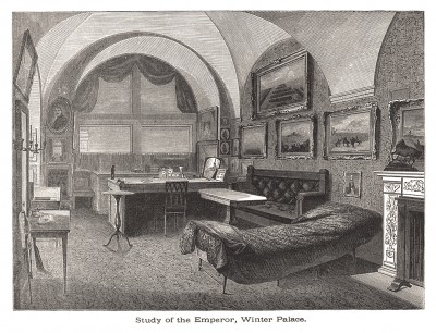 Кабинет императора в Зимнем дворце. Из Voyages and Travels or Scenes in Many Lands. Бостон, 1887