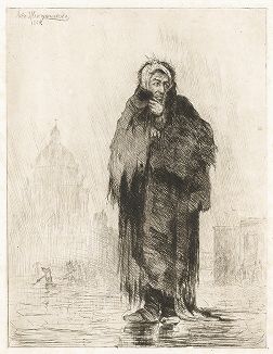 За штатом (Упраздненный чиновник). Офорт Л.М. Жемчужникова по запрещенному цензурой рисунку 1854 года. 