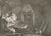 Праздный. Подмастерье с проституткой на чердаке, 1747. Лентяй Томас скрывается от правосудия. Он живет в нищенской обстановке с проституткой. Страшась ареста, с ужасом просыпается среди ночи из-за шума, поднятого кошкой. Лондон, 1838