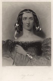 Леди Макбет, героиня пьесы Уильяма Шекспира "Макбет". The Heroines of Shakspeare. Лондон, 1850-е гг.