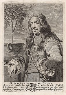 Жан Филипп ван Тилен (1618 -- 1667 гг.) -- фламандский живописец и рисовальщик. Гравюра Ричарда Коллина с оригинала Эразма Квеллина. 