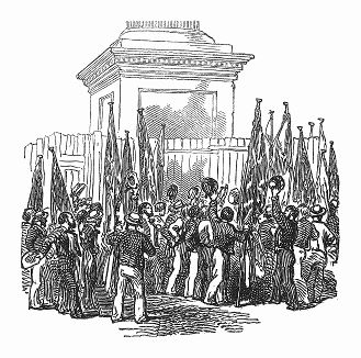 Демонстрация на Чаринг--Кросс в Лондоне в поддержку законов о мореплавании, принятых правительством Британской империи в 1848 году (The Illustrated London News №302 от 12/02/1848 г.)
