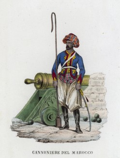 Канонир артиллерии султана Марокко (иллюстрация к L'Africa francese... - хронике французских колониальных захватов в Северной Африке, изданной во Флоренции в 1846 году)
