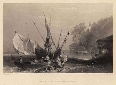 Рыбаки на Босфоре. The Beauties of the Bosphorus, by miss Pardoe. Лондон, 1839