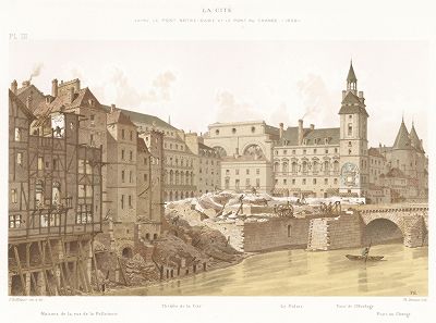 Вид на Сите и мост Менял в 1800 году. Paris à travers les âges..., Париж, 1885. 