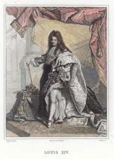 Портрет короля Франции Людовика XIV с оригинала Иасента Риго. 