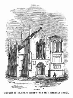 Приходская церковь Святого Варфоломея в лондонском районе Бетнал Грин, построенная в 1844 году британским архитектором Уильямом Рейлтоном (1801 -- 1877 гг.) (The Illustrated London News №110 от 08/06/1844 г.)